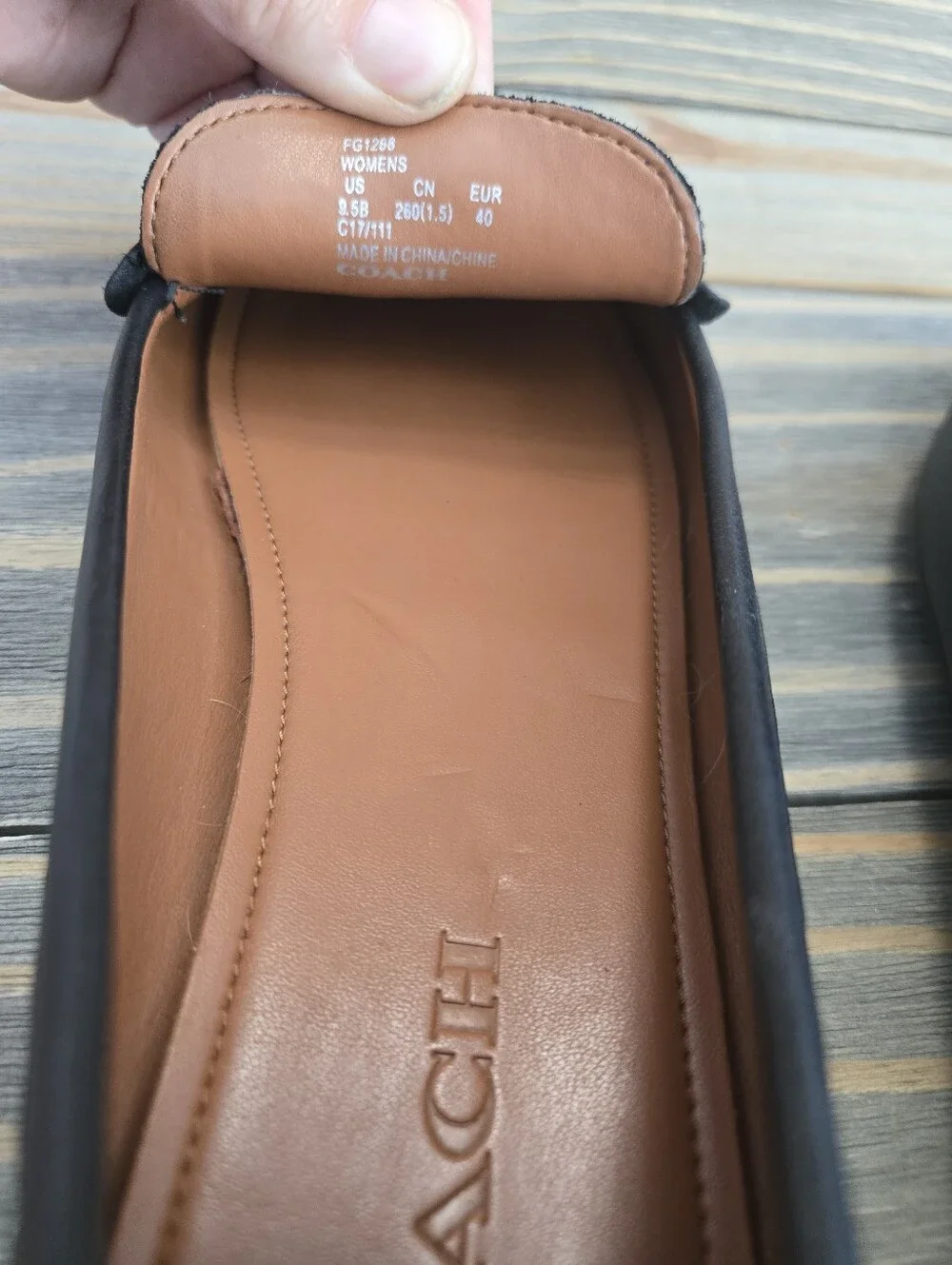 COACH FG1268 Leather Penny Loafers Black Size 9.5 B